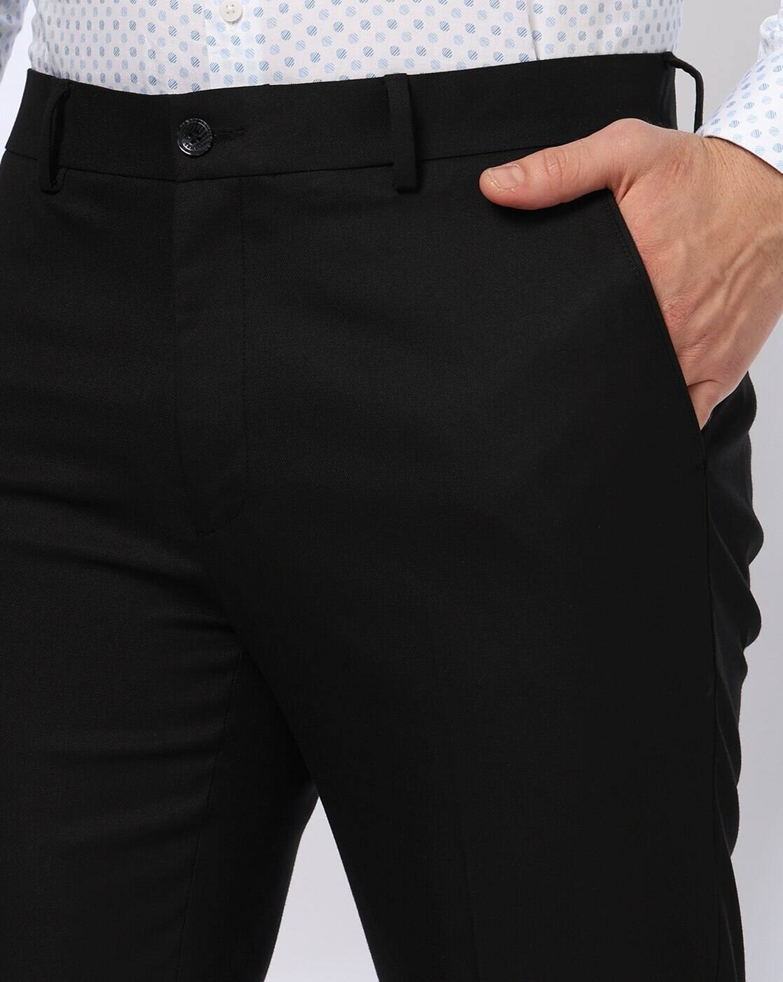 Men Slim Fit Flat-Front Formal Trousers