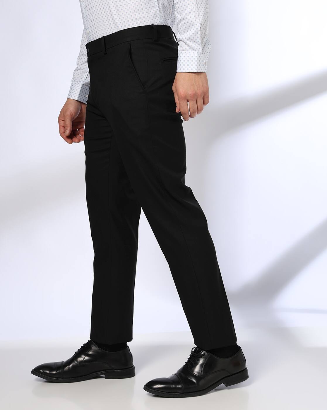 Men Slim Fit Flat-Front Formal Trousers