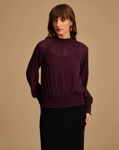 Kazo Women Chevron Pattern Fitted Top