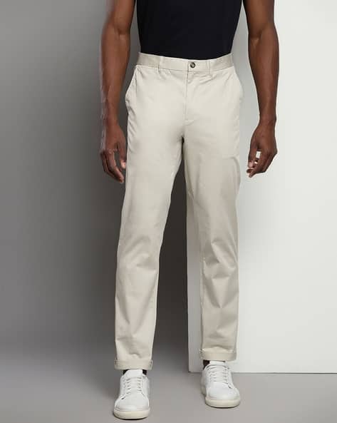 Men Tapered Fit Flat-Front Chinos