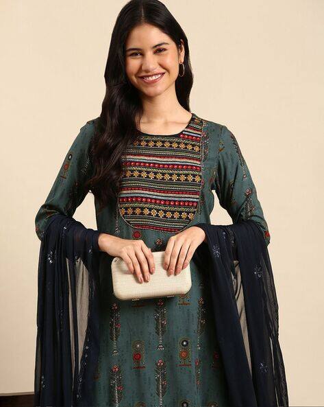 Buy Green Kurta Suit Sets for Women by SHOWOFF Online
