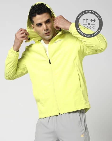 Men Logo Print Regular Fit Hooded Running Jacket