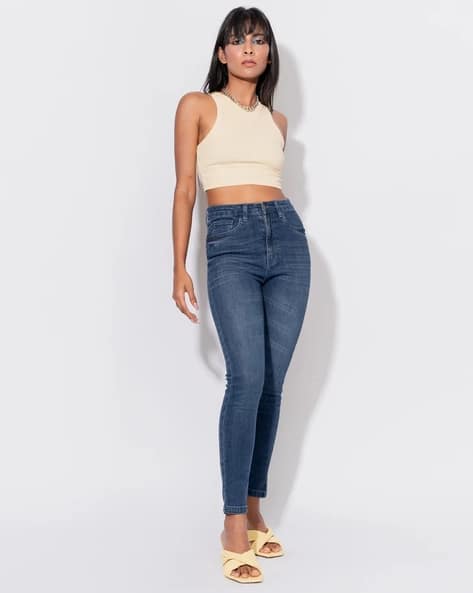 Women Plus Size Curvy Fit Stretchable Solid High-Rise Skinny Lightly Washed  Jeans