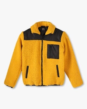 Boys Colourblock Regular Fit Cotton Zip-Front Jacket-image-34