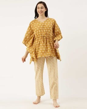 banno's swagger Women Printed Peplum Top & Pyjamas Set-picture-11