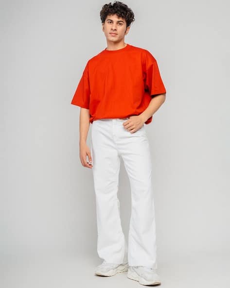 Men Solid Bootcut High-Rise Low Distress Jeans