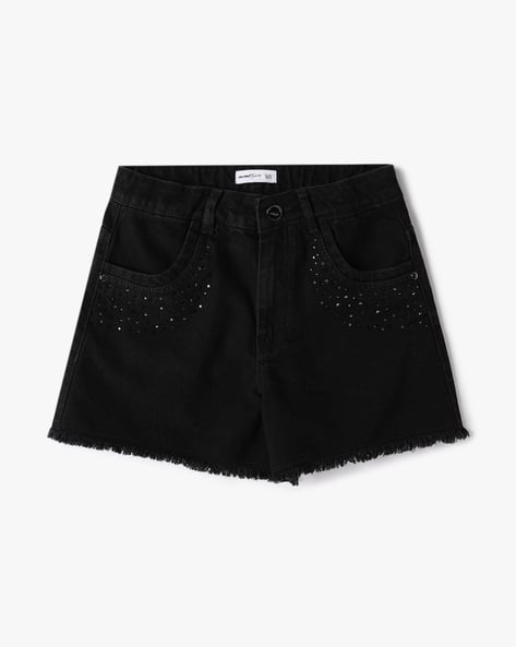 Buy Black Shorts 3/4ths for Girls by Outryt by AZORTE Online