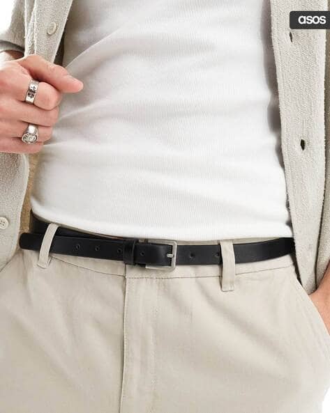slim leather belt for men