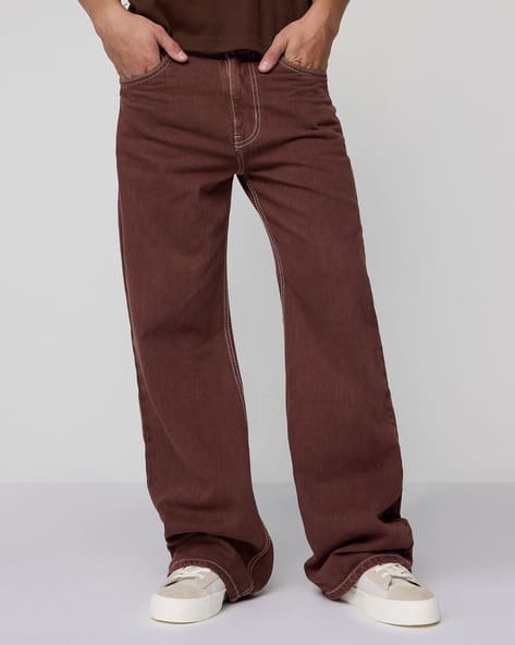 Men Solid Straight Leg Low-Rise High-Rise Lightly Washed Jeans