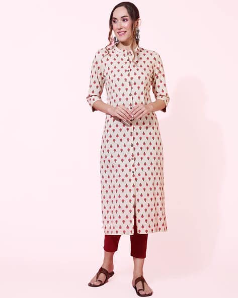 Kimayra Floral Print Straight Kurta