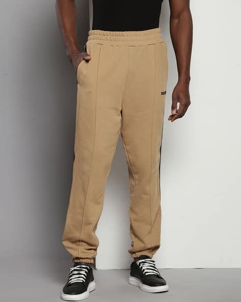 Men Tape Monotype Straight Sweatpants
