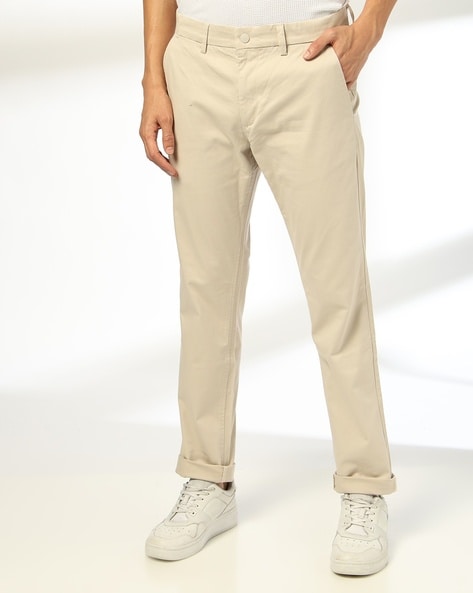 Men Tapered Fit Flat-Front Chinos