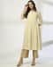 A LINE FLARED FESTIVE KURTA, BEIGE, S
