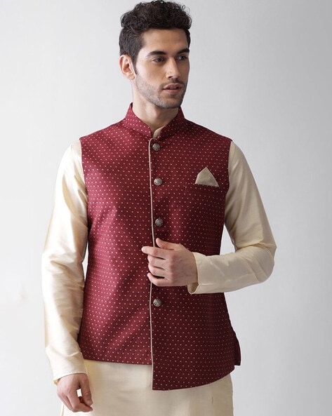 Kisah Men Self-design Nehru jacket