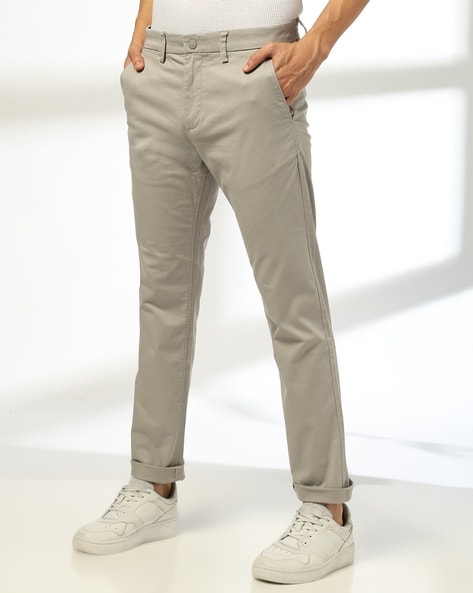 Men Tapered Fit Flat-Front Chinos