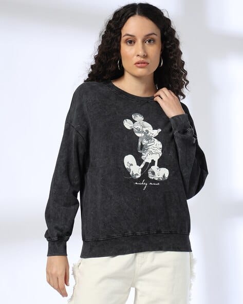 Womens Sweatshirt Mickey Mouse Print Sweatshirt Mickey Mouse