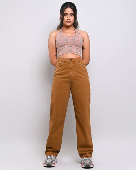 Women Chic High-Rise Straight Fit Clean Jeans