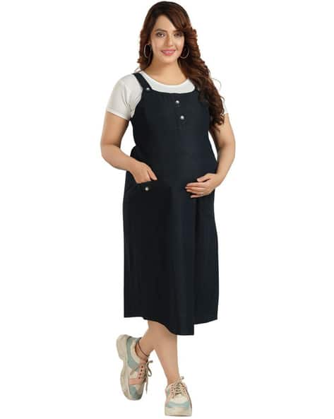 Plus Size Ladies Black Dungaree Dress Codaisy Denim Black Pinafore