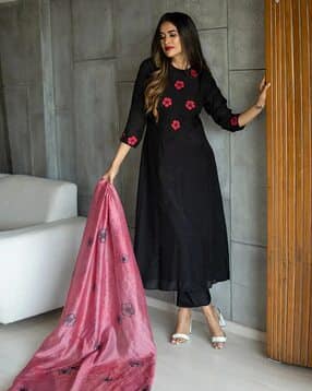fabnex Women Floral Print A-Line Kurta with Pants & Dupatta-picture-15