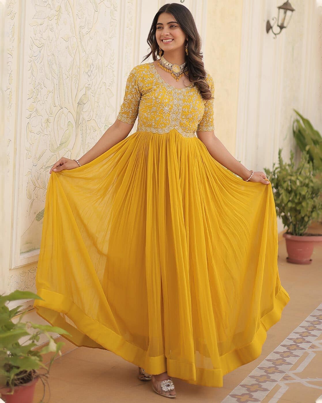 Dress Designs Yellow Colour Ke Gown Our Trending Indo Western