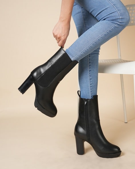 Women Mid-Calf Boots with Zip Closure