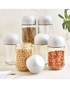 home centre Corsica Hipo Siattle Set of 6 Glass Storage Jars - 600ml-picture-35