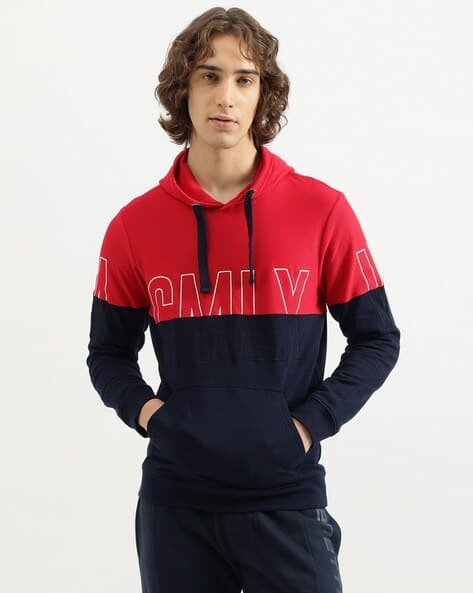 Buy Red Black Sweatshirt Hoodies for Men by UNITED COLORS OF