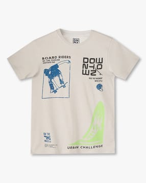 Boys Graphic Print Boxy Fit Crew-Neck T-Shirt