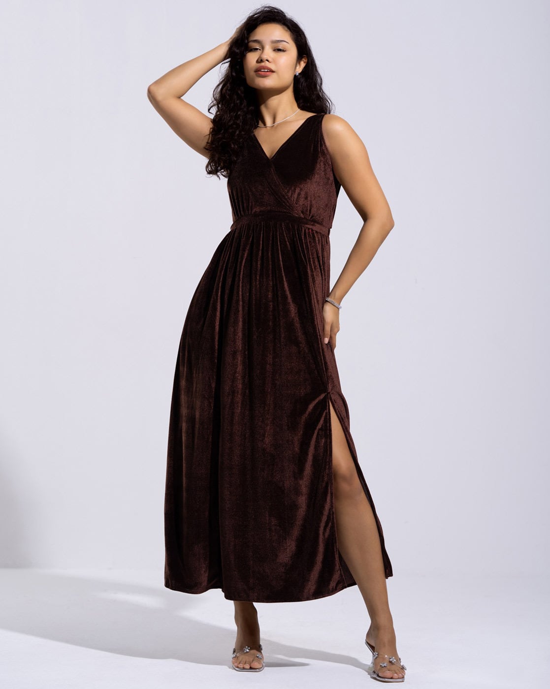 Coffee Brown Outfits , Brown Maxi Dress Long Sleeve Dress For Women Modest  Fashion Dress Button Down