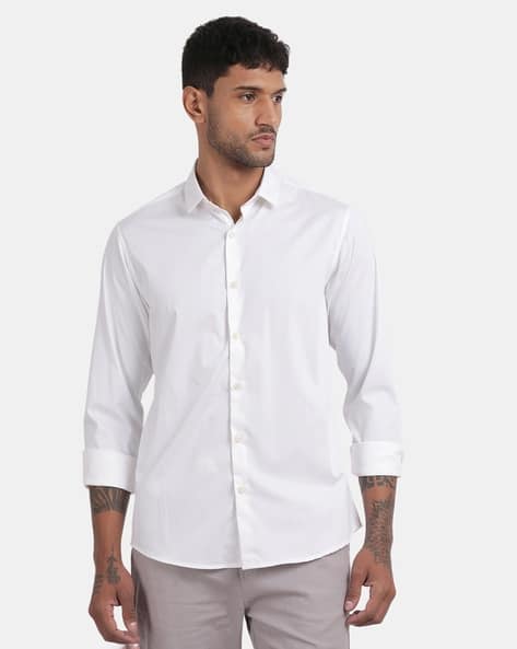 Buy Kz07 Zip-Front Spread-Collar Shirt Online | Ajio.com