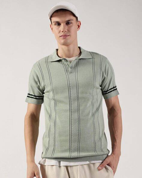 THOMAS SCOTT Men Patterned Regular Fit Polo T-shirt