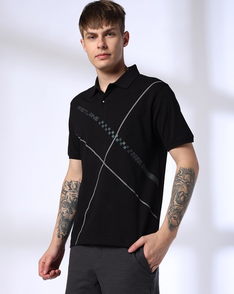 Men Striped Regular Fit Polo T-Shirt