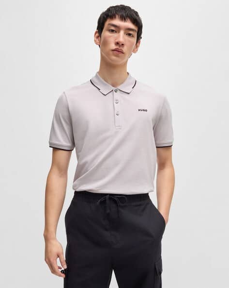 Buy HUGO Logo Embroidered Cotton Stretchable Slim Fit Polo T-Shirt