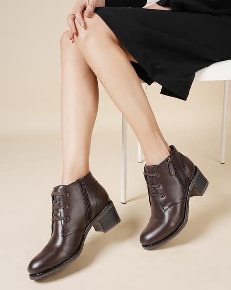 Women Lace-Up Ankle-Length Boots