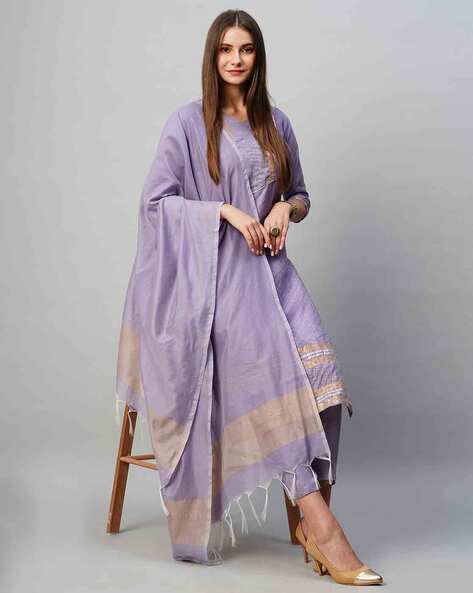 GOSRIKI Embroidered Straight Kurta Set