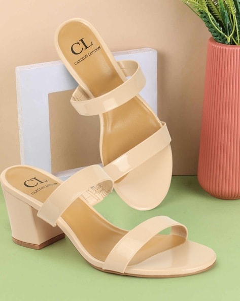 Carlton London Women Double-Strap Chunky-Heeled Sandals