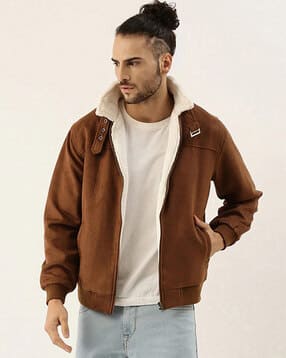 cahoot Men Regular Fit Zip-Front Bomber Jacket-picture-11