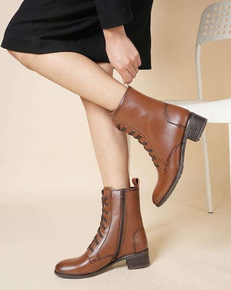Women Lace-Up Ankle-Length Boots