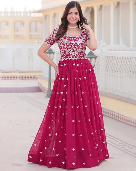 formal dresses pink Long Formal Sequin Applique Prom Dress