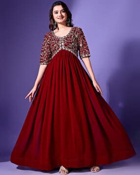 fashion basket Women Embroidery Gown Dress-picture-46