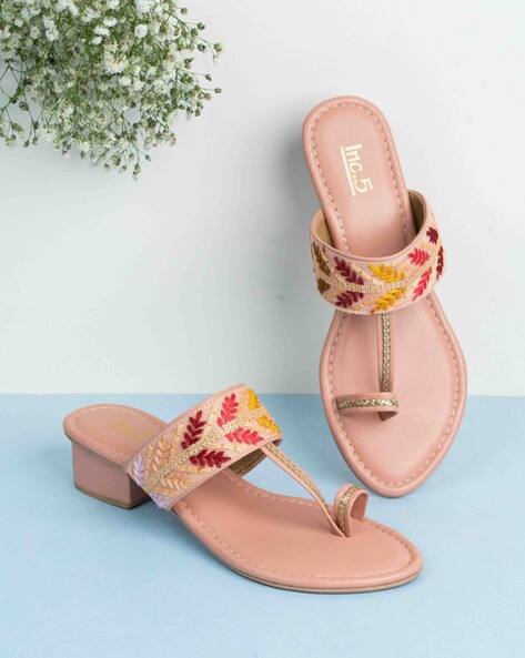 INC 5 Women Embroidered Toe-Ring Chunky-Heeled Sandals