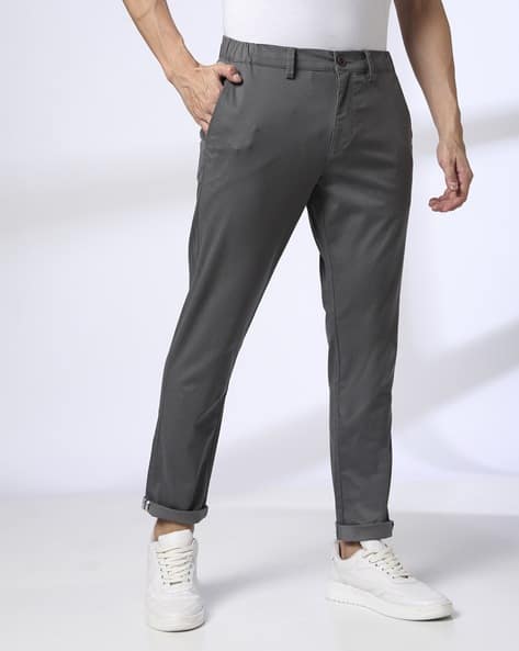 Buy Charcoal Grey Trousers Pants for Men by NETPLAY Online