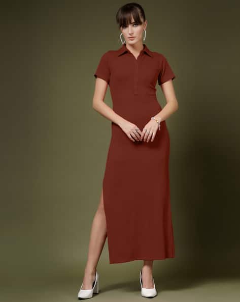 Buy OOMPH! Women Collar-Neck Bodycon Dress Online | Ajio.com