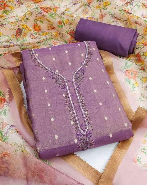 Buy Purple Dress Material for Women by Peachmode Online