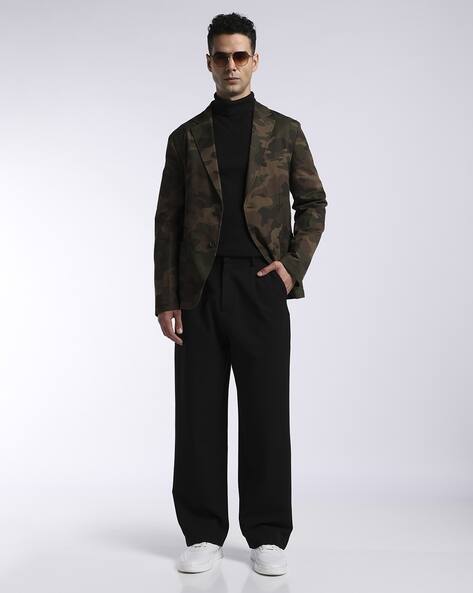 Altheory by AZORTE Slim Fit Washed Camouflage Unlined Blazer