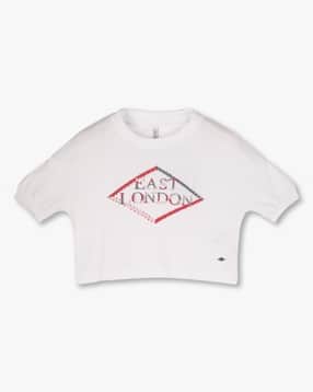lee cooper Girls Brand Print Regular Fit Round-Neck T-Shirt-picture-41