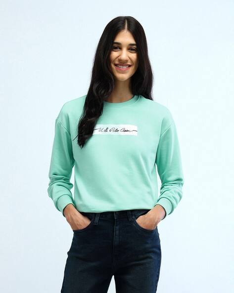 U.S. Polo Assn. Women Brand Print Regular Fit Crew-Neck Sweatshirt