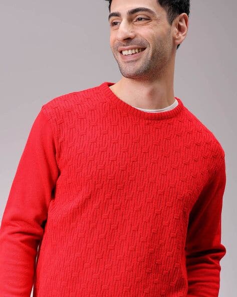 Men Patterned-Knit Regular Fit Pullover