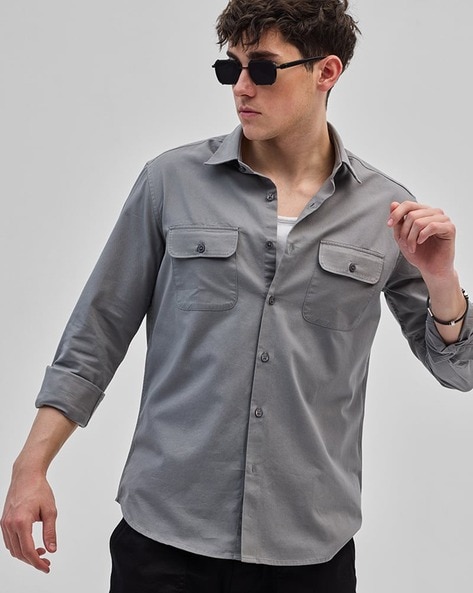 Men Spread Collar Shirt