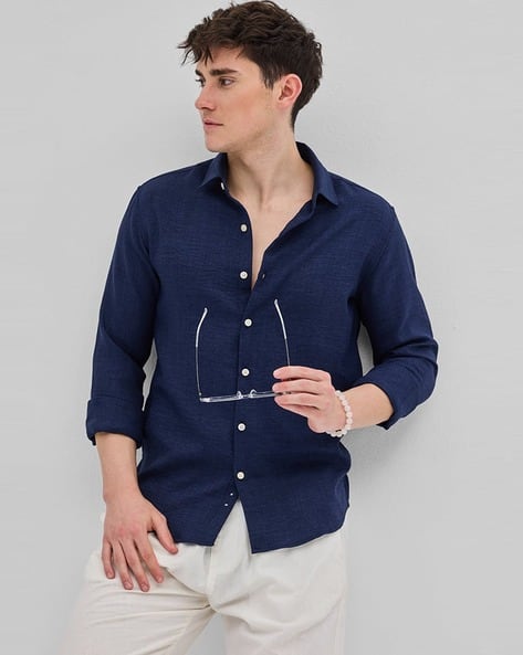 Men Spread Collar Shirt